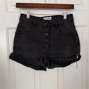 One Teaspoon Black Button-Up Jean Shorts